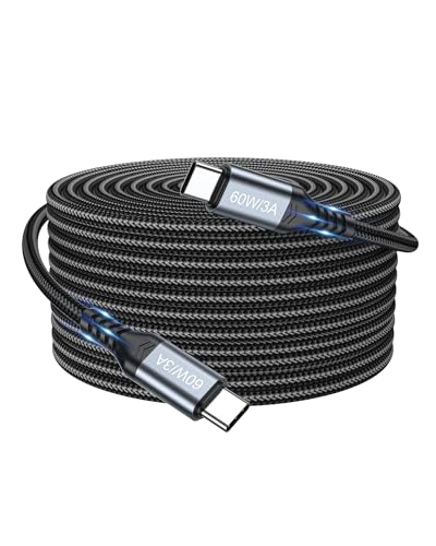 10ft USB C to USB C Cable Fast Charging - 100W PD 3.0 Type C Charger Cord Compatible with iPhone 15/15 Plus/Pro/Pro Max, iPad Pro, AirPods Pro 2, Galaxy S23/S22/S21 - Perfect for Home, Office & Travel Charging