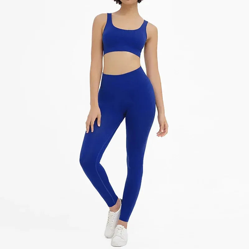 2-Piece Seamless Women's Yoga Outfit - Push Up Sports Bra & High Waist Leggings Gym Set for Workouts, Running & Yoga | Moisture-Wicking Activewear for Women