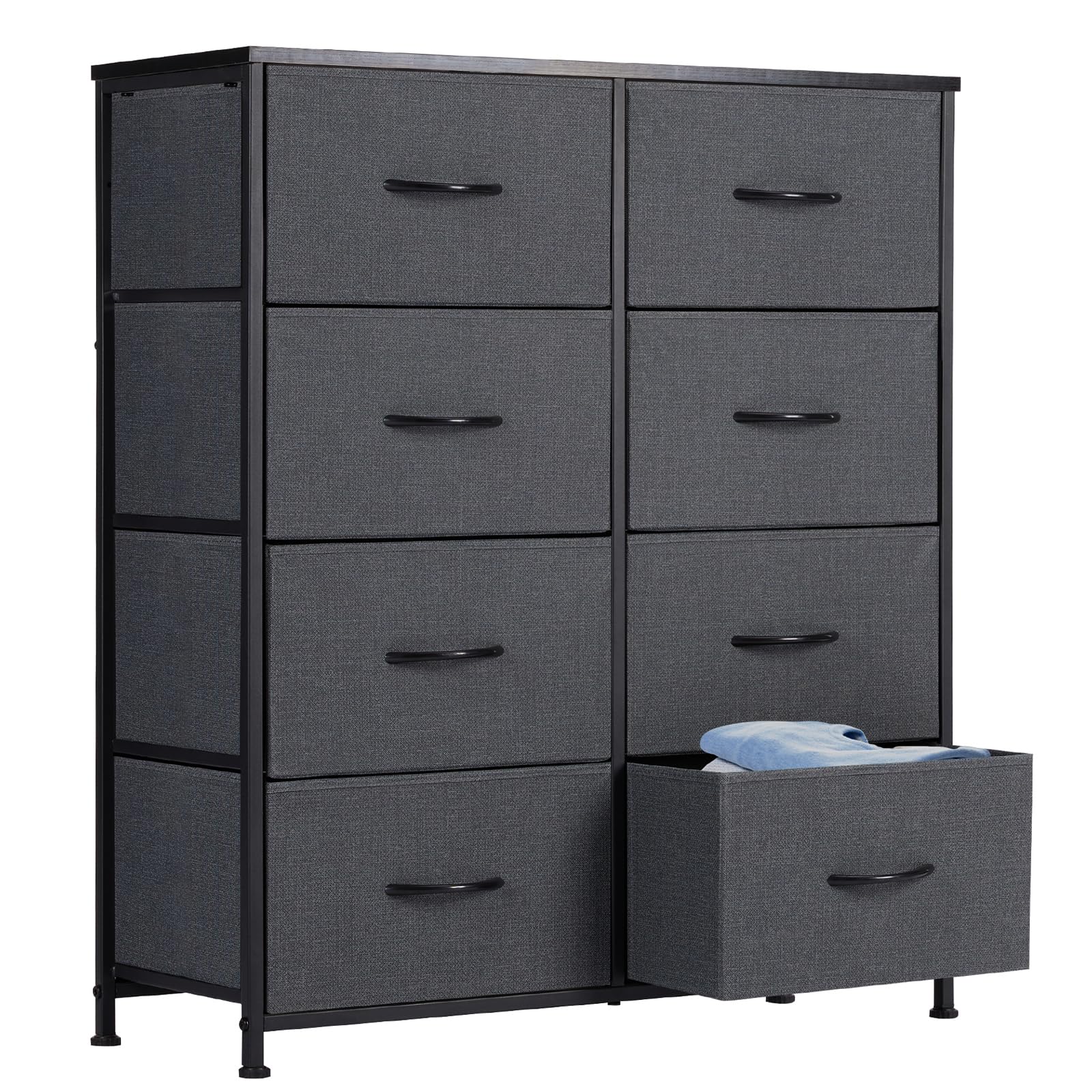 Sweetcrispy 8-Drawer Fabric Dresser Organizer - Sturdy Steel Frame & Wood Top Storage Tower for Bedroom, Nursery, Living Room & Closet - Perfect for Clothes, Toys & Home Organization