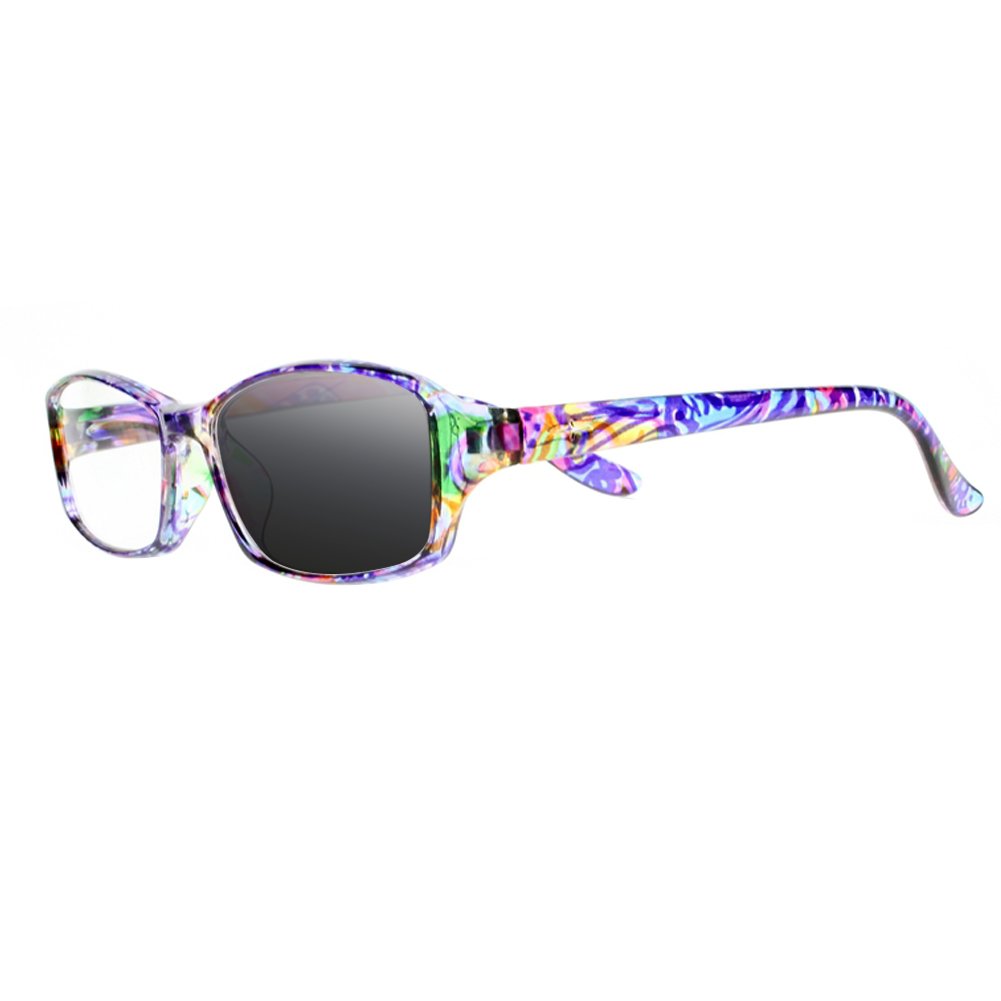 Women's Rainbow Cyan Transition Photochromic Reading Glasses - Lightweight UV Protection Bifocal Sunglasses for Outdoor Reading & Driving (Perfect for Beach, Travel & Daily Use)