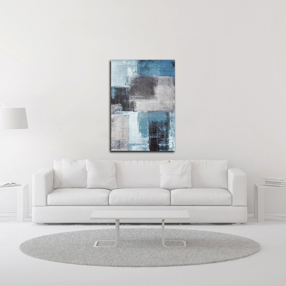 Abstract Blue III by Incado - Premium Canvas Wall Art Print - Ready to Hang - Modern Home & Office Decor for Living Room, Bedroom or Workspace