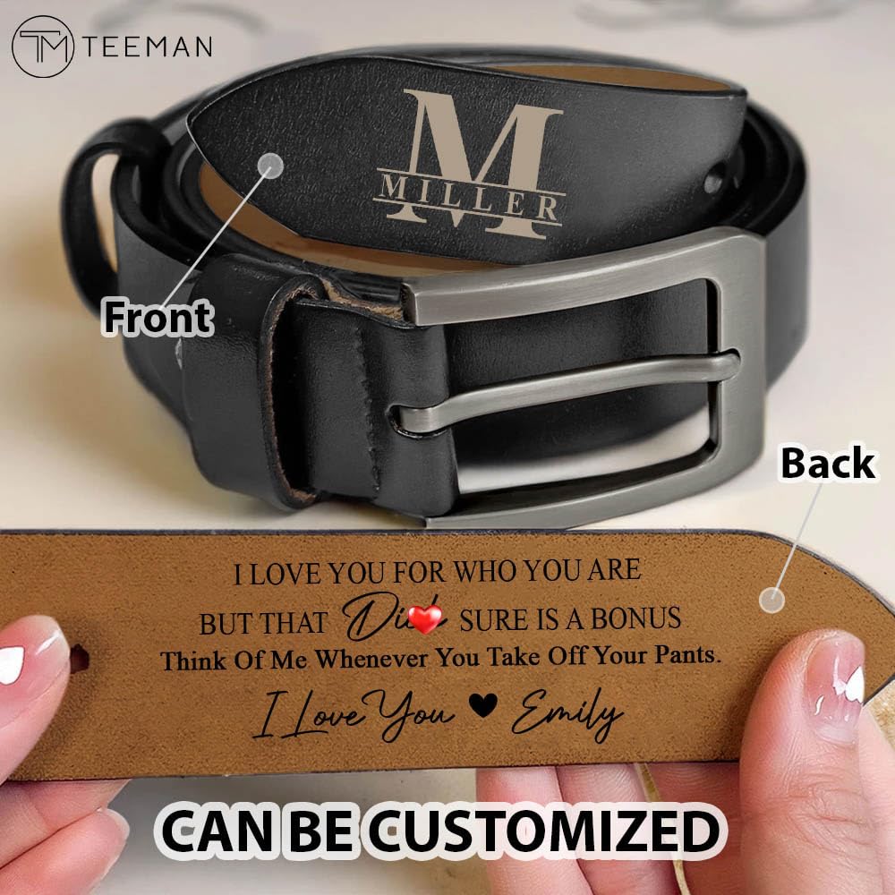 Personalized 2-Sided Engraved Leather Belt for Men - Custom Name Wide Black/Brown Belts - I Love You For Who You Are Belt - Unique Gift for Husband, Father's Day - Perfect for Weddings, Anniversaries & Special Occasions
