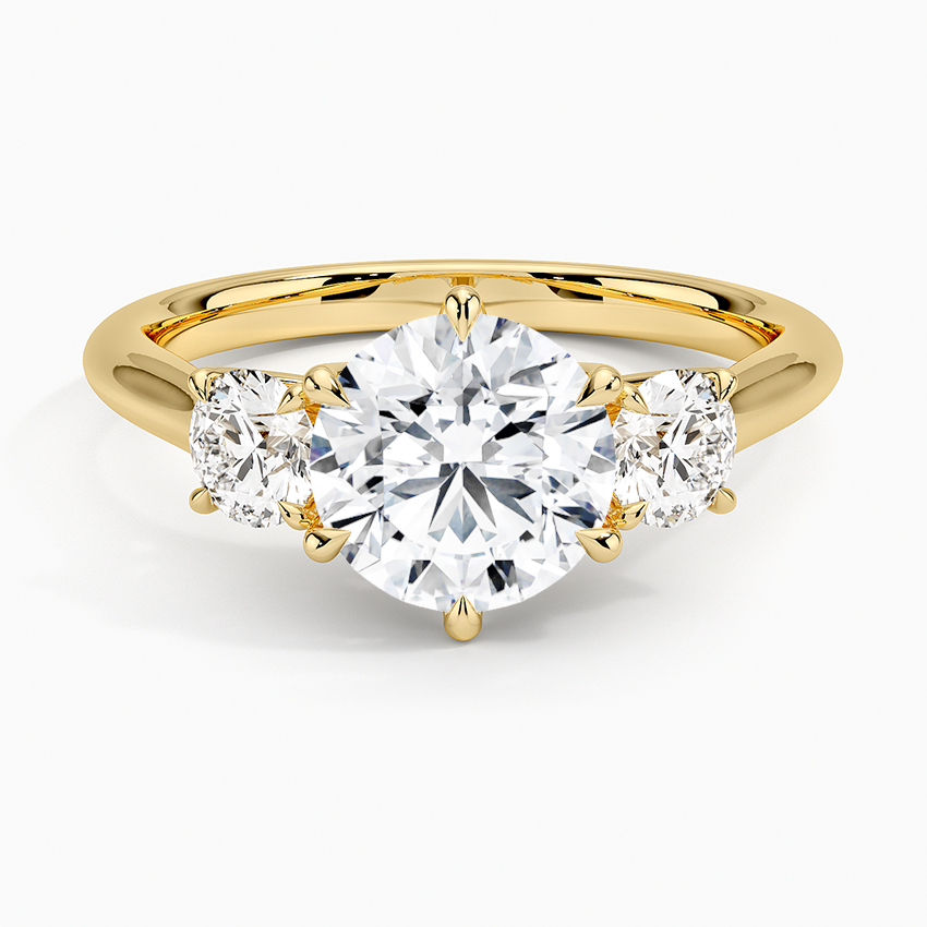 14K Yellow Gold Lab-Grown 3 Stone Diamond Ring for Women - Elegant Wedding, Engagement & Anniversary Jewelry Gift