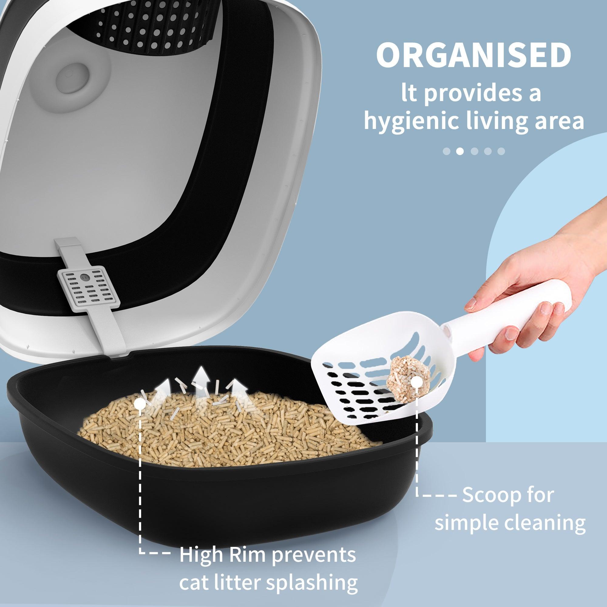Best Covered Cat Litter Box with Lid - Large High-Sided Design, Built-in Air Freshener, Dual Entry Doors | Foldable & Easy to Clean | White & Black Options | Perfect for Small Spaces & Odor Control