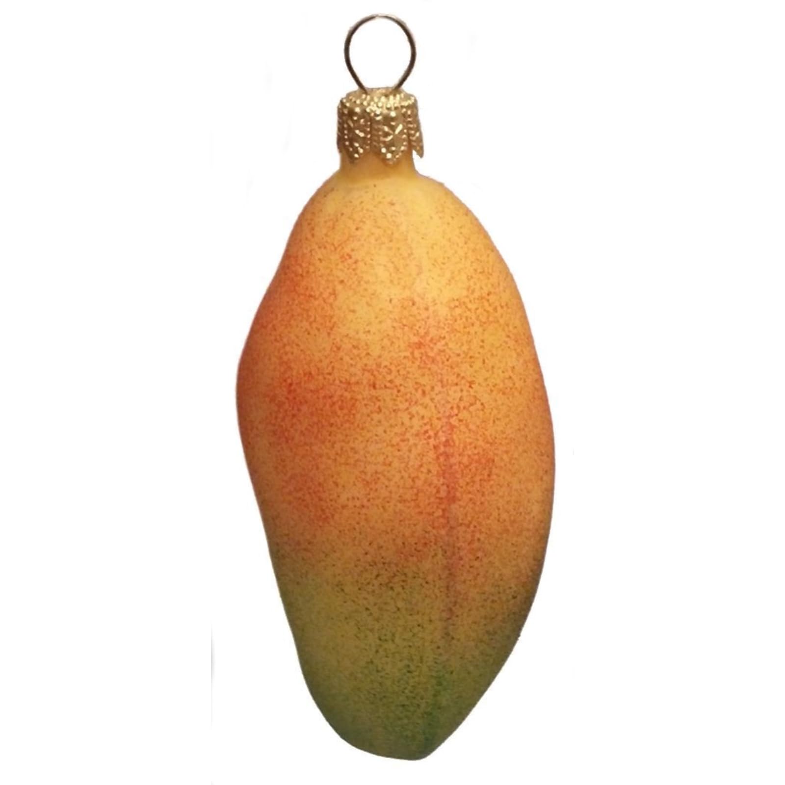 Handmade Mango Fruit Blown Glass Christmas Ornaments - Set of 2 Holiday Tree Decorations for Xmas, Winter, and Home Party Decor