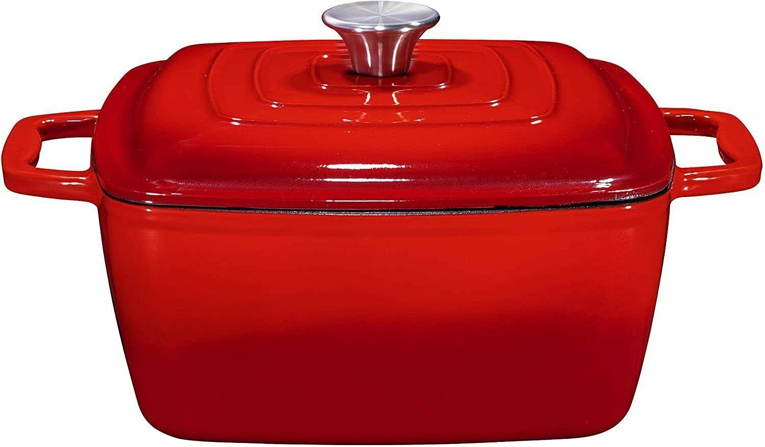 Premium Cast Iron Dutch Oven - 5.5QT Enameled Casserole Dish for Baking, Roasting & Braising | Oven-Safe Bakeware for Soups, Stews & Bread | Perfect for Camping, Family Dinners & Holiday Cooking