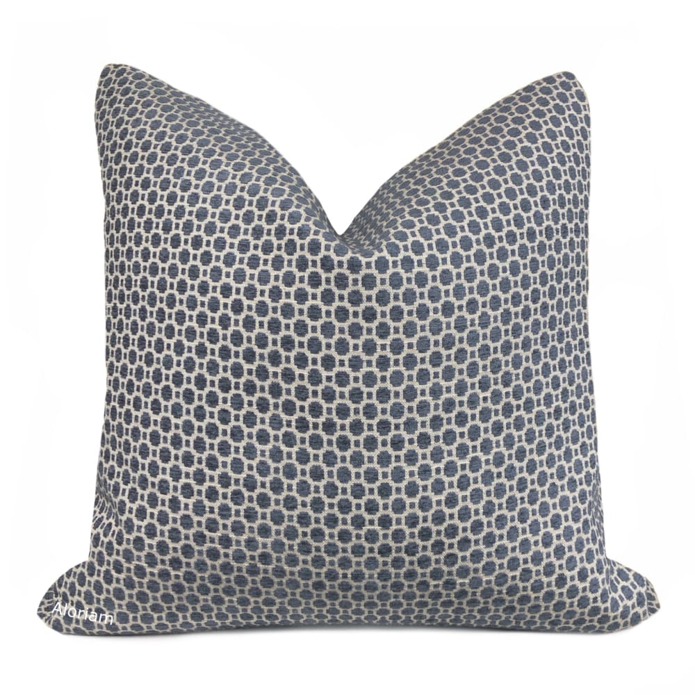Chelsea Slate Blue Geometric Chenille Pillow Cover - Soft Decorative Throw Pillow Case for Sofa, Bed, Couch - Home Decor Accent for Living Room, Bedroom