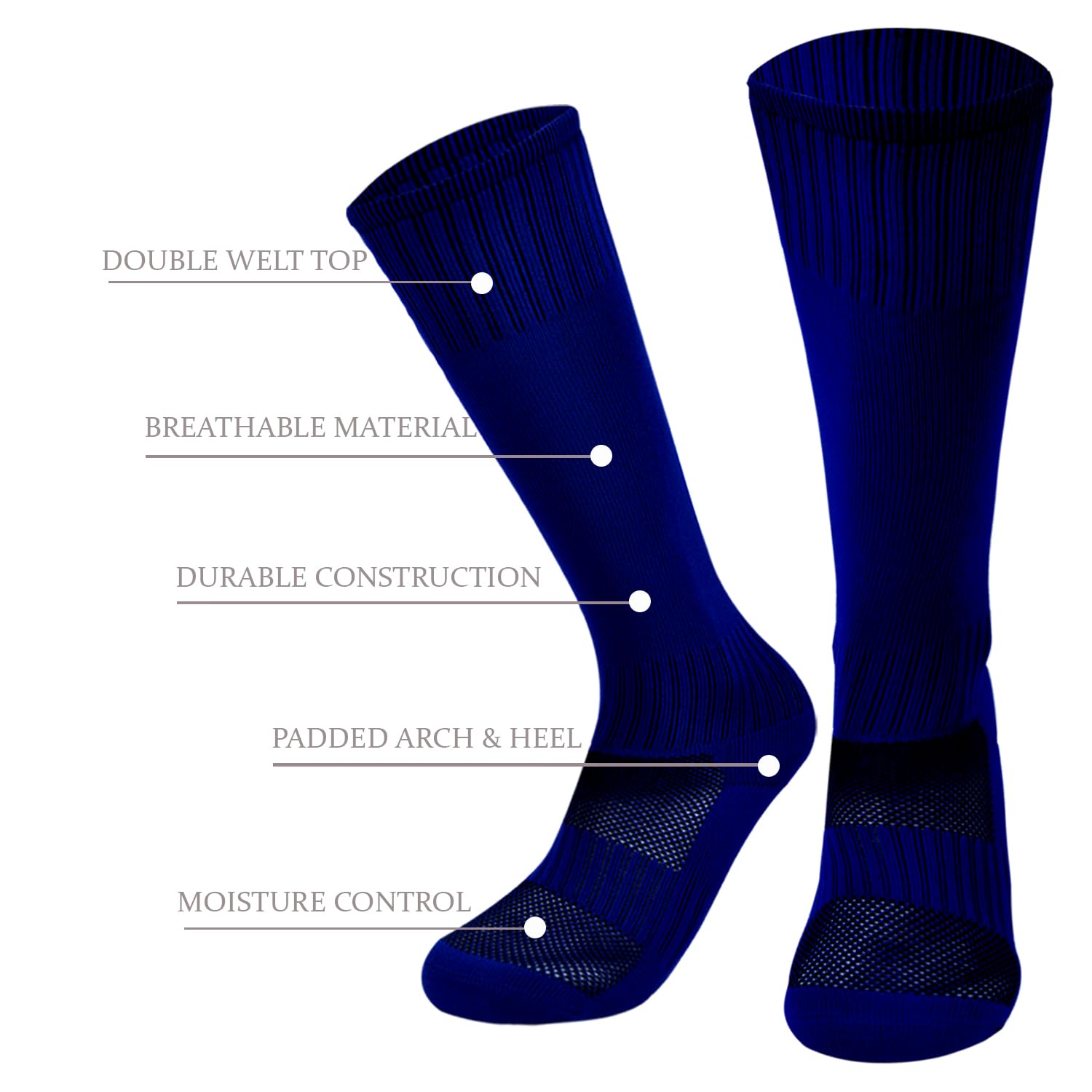 Marchare Boys Soccer Socks - Knee High Football Socks for Toddler Boys & Girls - Breathable Sports Socks for Soccer, Football, Running & Training - Perfect for School PE, Team Sports & Outdoor Activities