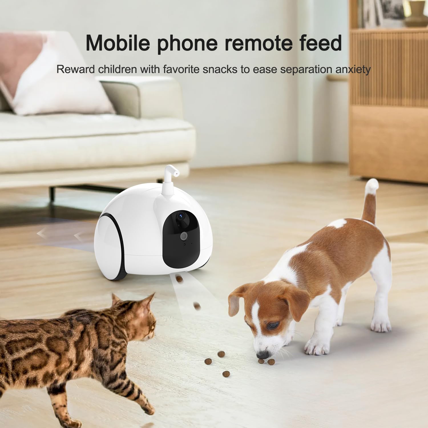 Smart Pet Camera with Treat Dispenser & Interactive Toy - 1080P HD, Night Vision, 2-Way Audio, App Control for Dogs & Cats - Perfect for Home Monitoring & Playtime (2.4G WiFi Only)
