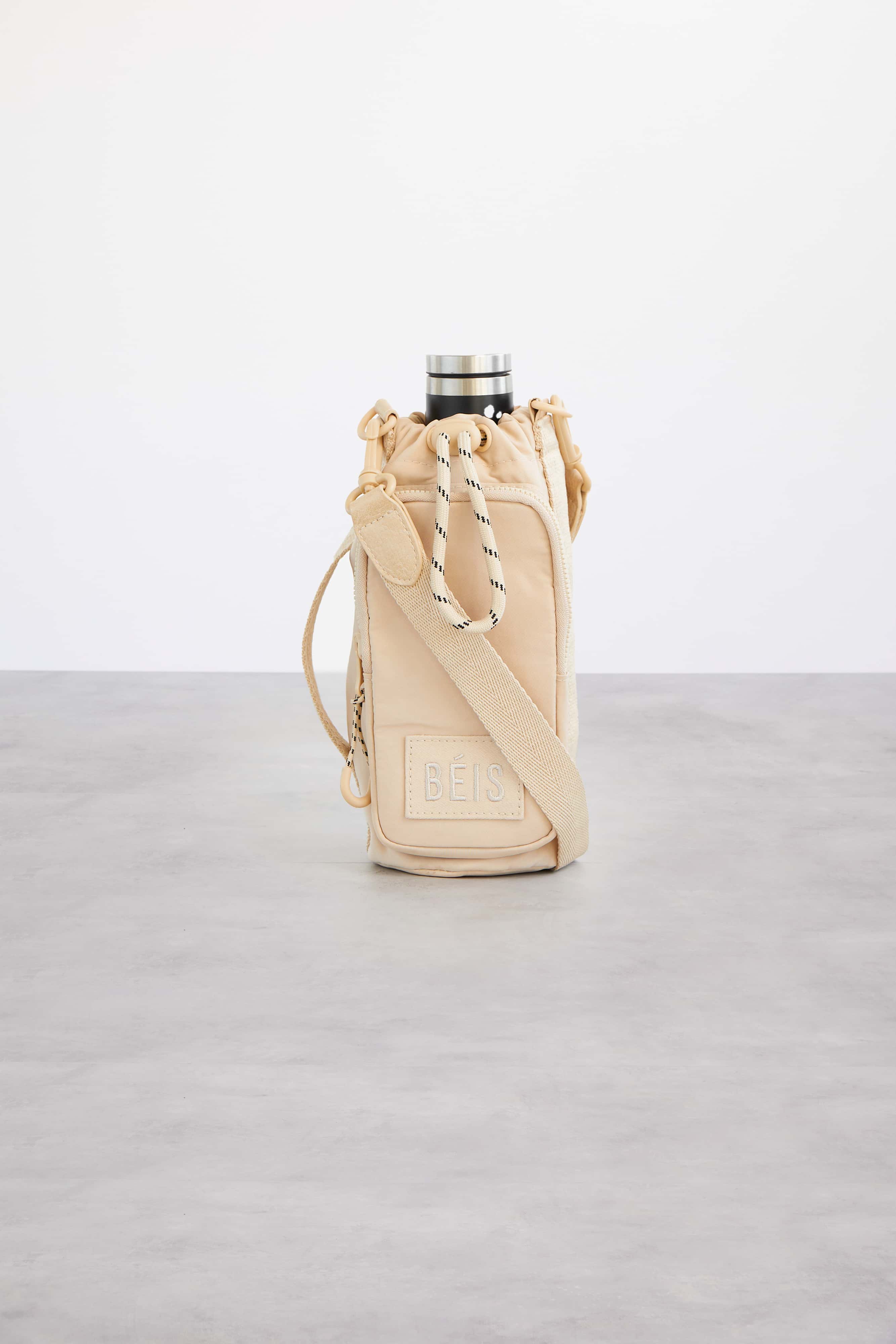 Premium Beige Water Bottle Sling - Lightweight & Adjustable Hydration Carrier for Hiking, Gym & Outdoor Activities