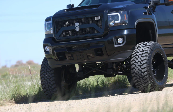 GMC Sierra & Denali 3500 2015-2019 Dually Projector Headlights with Smooth OLED DRLs & Halos - Smoked/Black Lens - Upgrade for Night Driving & Off-Road Use