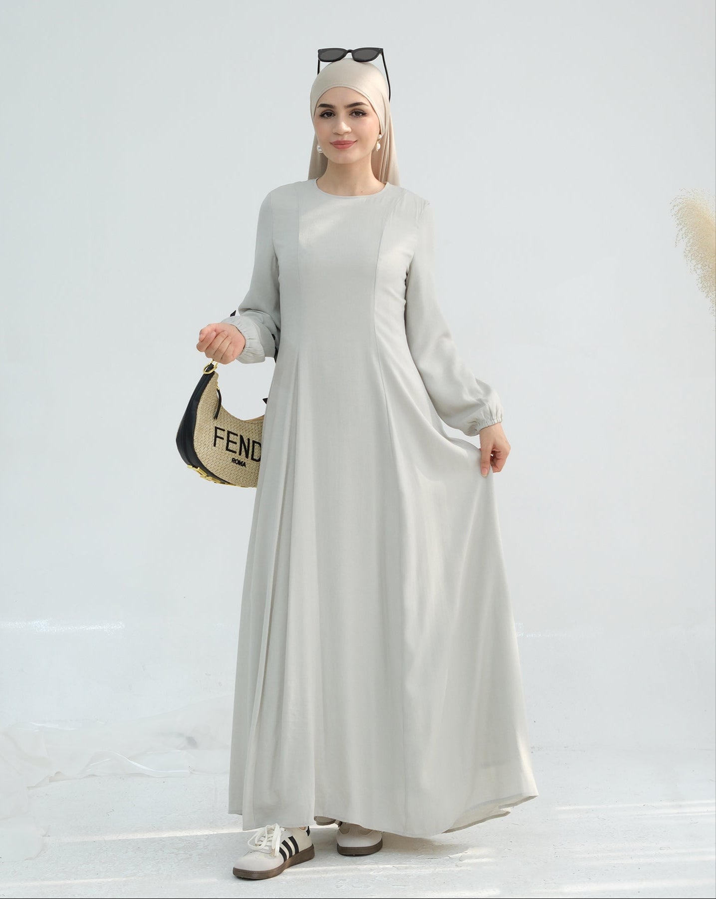 Isabella Maxi Dress for Women - Elegant Long Flowy Summer Dress in Dove Gray | Perfect for Beach, Wedding & Casual Outings