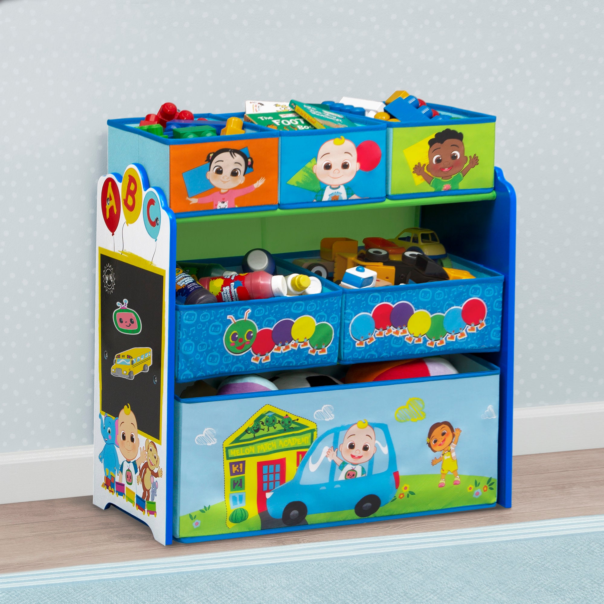 CoComelon 6 Bin Toy Organizer for Kids - Colorful Storage Bins with Fun Designs - Perfect for Playroom, Bedroom & Classroom Organization