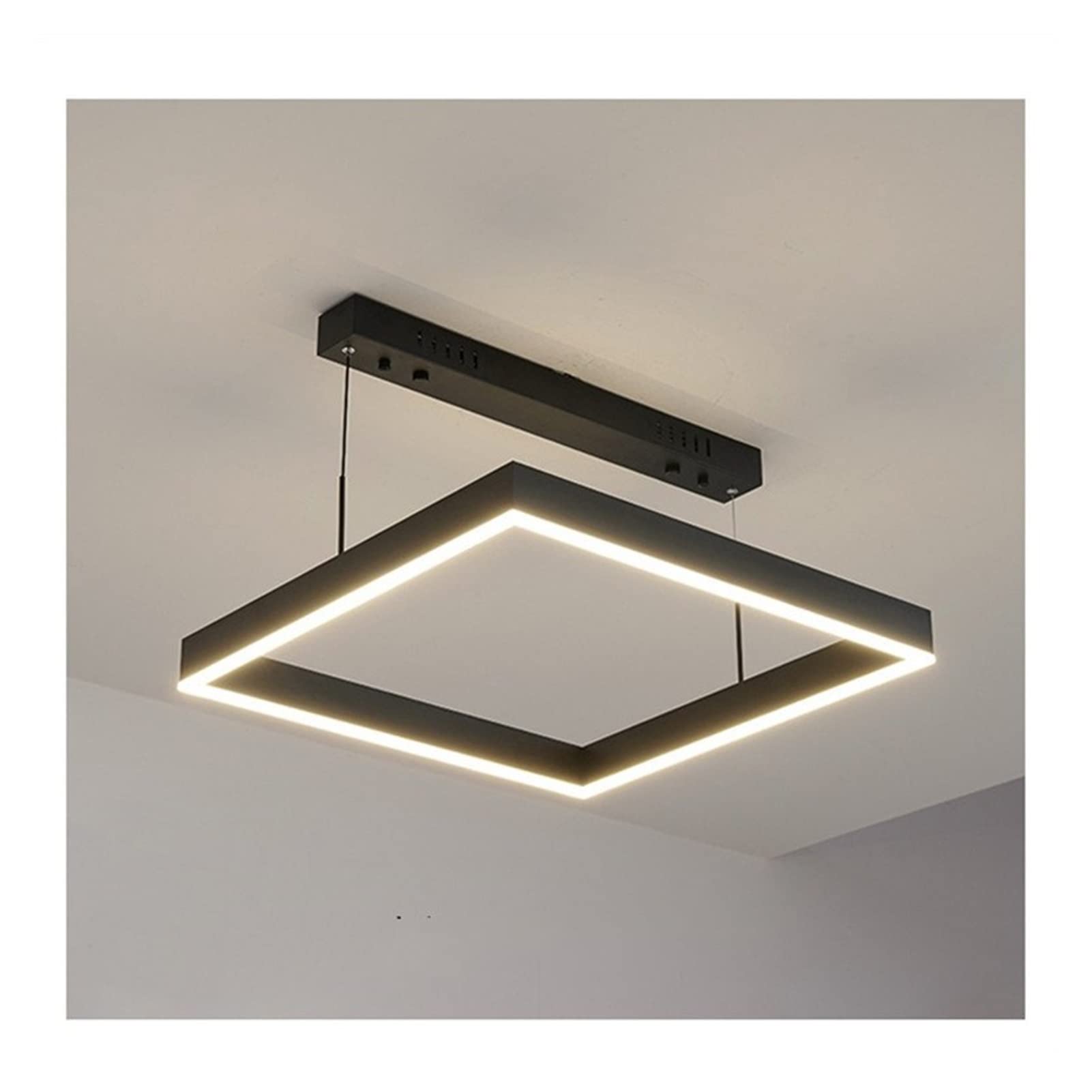 Modern LED Chandelier - Nordic Style Square Pendant Light Fixture for Kitchen, Restaurant, Bar, Living Room & Bedroom (D40cm, Neutral Light) | Energy-Efficient Indoor Lighting for Dining & Home Decor