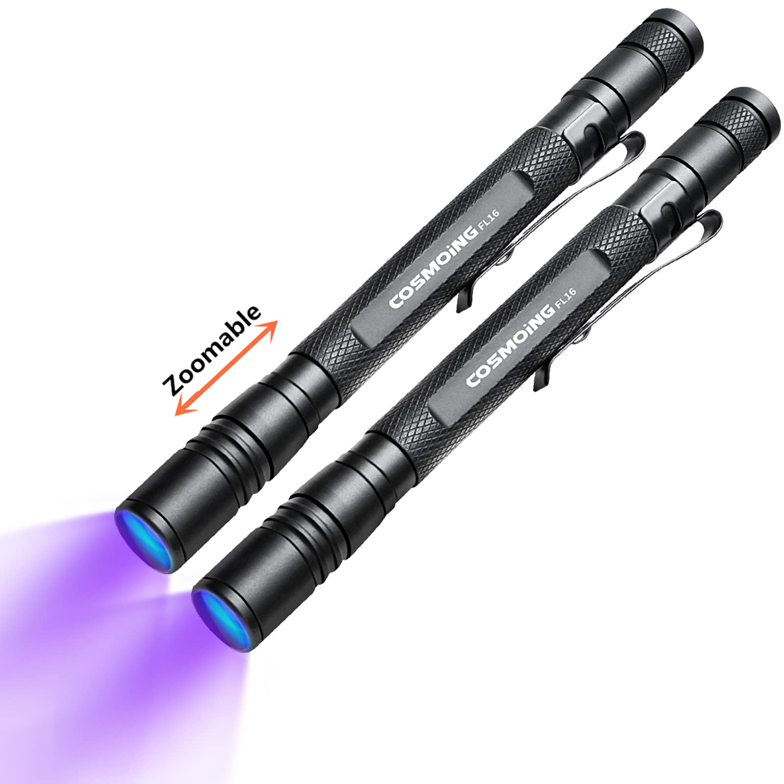 UV Flashlight Pen, 395nm LED Blacklight for Pet Urine & Bed Bugs - 2 Pack for Home & Travel