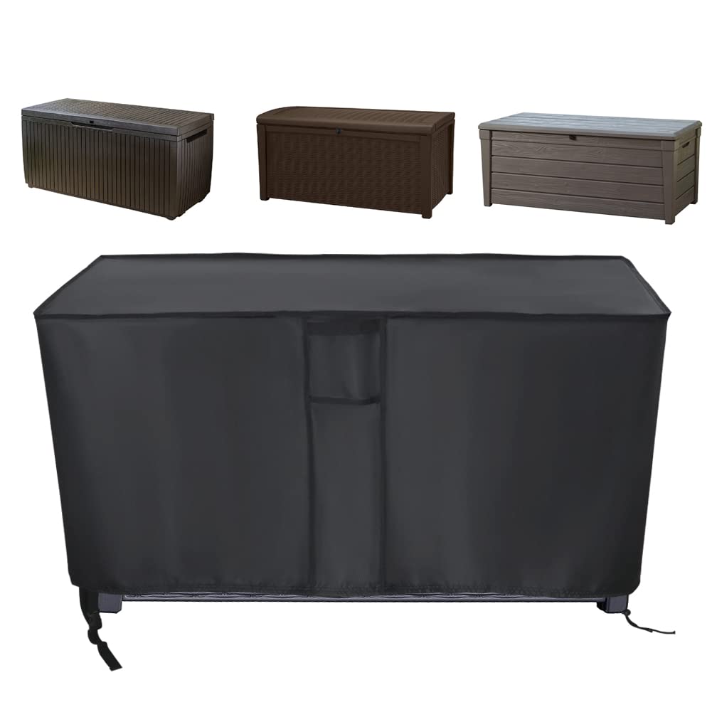 Kingling Waterproof Deck Box Cover for Keter XXL 230 Gallon Storage Box - Outdoor Furniture Protector, Black (58