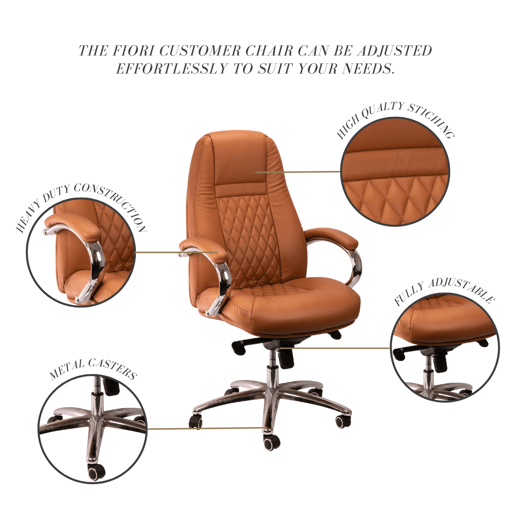 FIORI High Back Office Chair - Ergonomic Executive Desk Chair with Lumbar Support for Home & Office Workspace