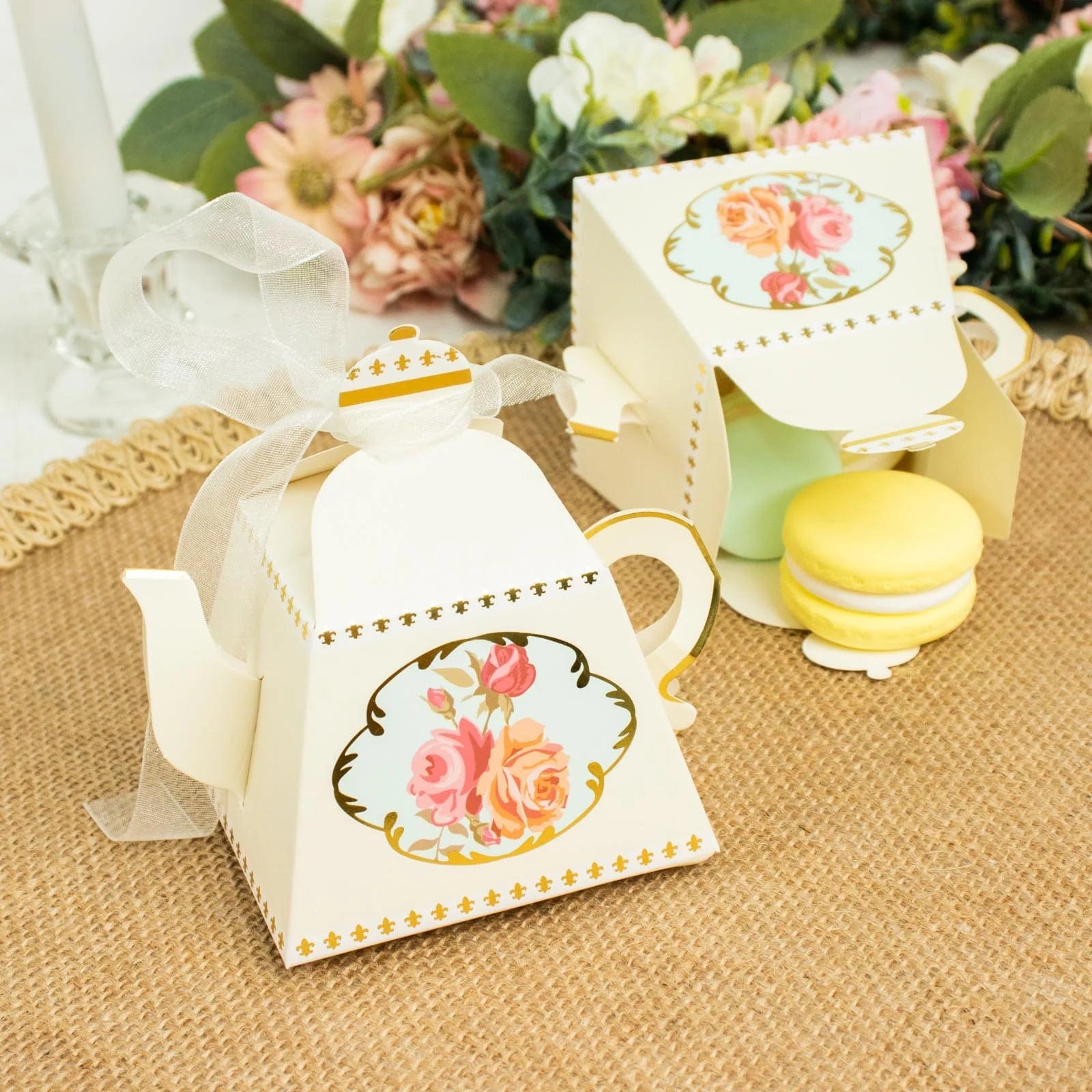 25 Mini Teapot Wedding Favors with Ribbon - Elegant Tea Party Favors for Bridal Shower, Baby Shower & Special Events