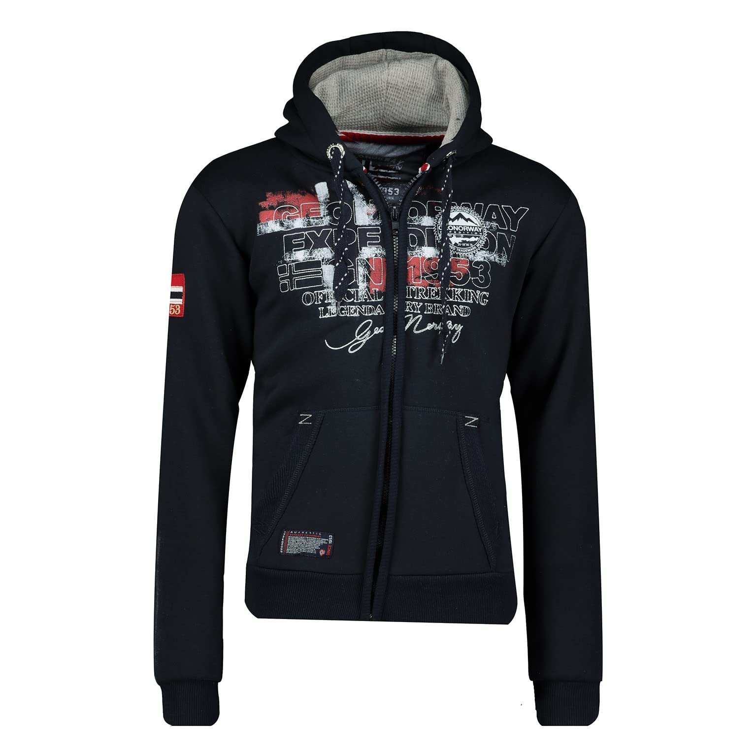 Geographical Norway Men's Hooded Sweatshirt with Kangaroo Pocket - Long Sleeve Logo Hoodie for Men - Perfect for Outdoor Activities, Casual Wear & Gym