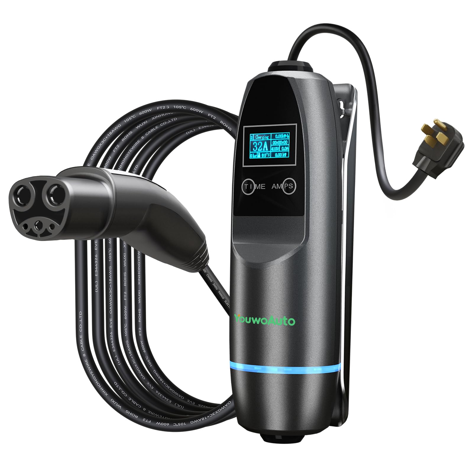 32 Amp 240V NEMA 14-50 EV Charger for Tesla - Level 2 Portable Wall Charger with 23ft Cable | NACS Electric Car Mobile Charger Compatible with All Tesla Models X/Y/3/S | Perfect for Home, Garage & Road Trip Charging