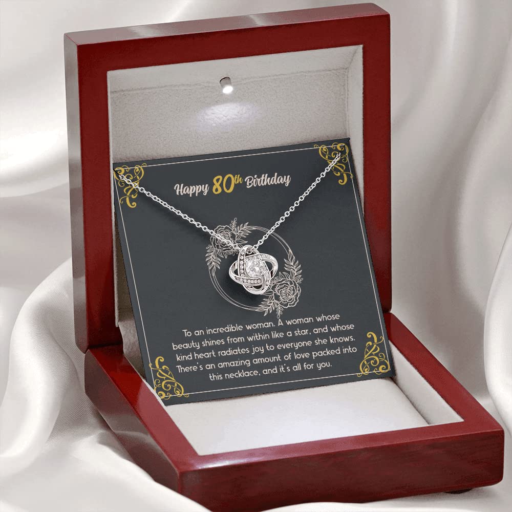 80th Birthday Necklace for Women with Personalized Message Card - Elegant 80 Years Old Milestone Jewelry Gift for Grandma, Mother, Wife - Perfect for Birthday Celebrations, Anniversary & Special Occasions