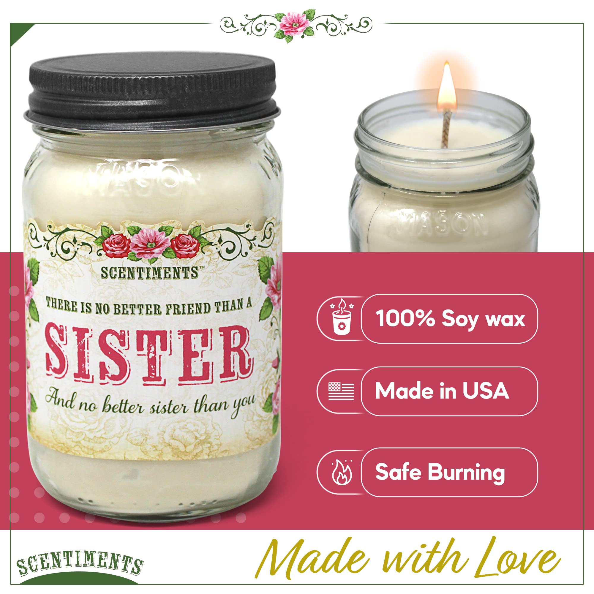 Nika's Home 16oz Soy Candle - Cinnamon Scented, 80+ Hours Burn Time, Natural White, Perfect Sister & Friendship Gift for Home Decor, Relaxation & Special Occasions