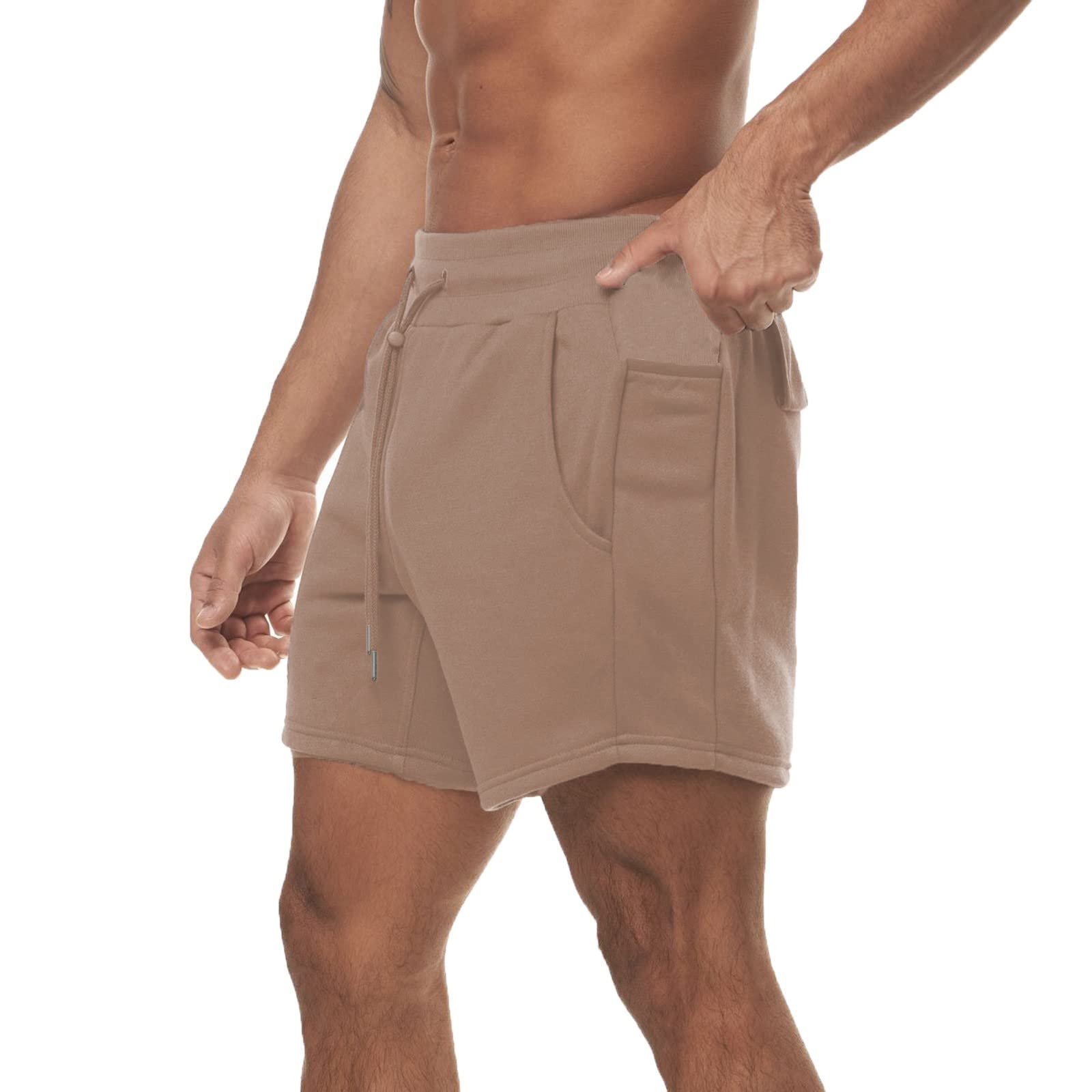 **Men's Solid Color Sweat Shorts - Comfortable Sports & Casual Woven Shorts for Gym, Running, Lounge & Everyday Wear**