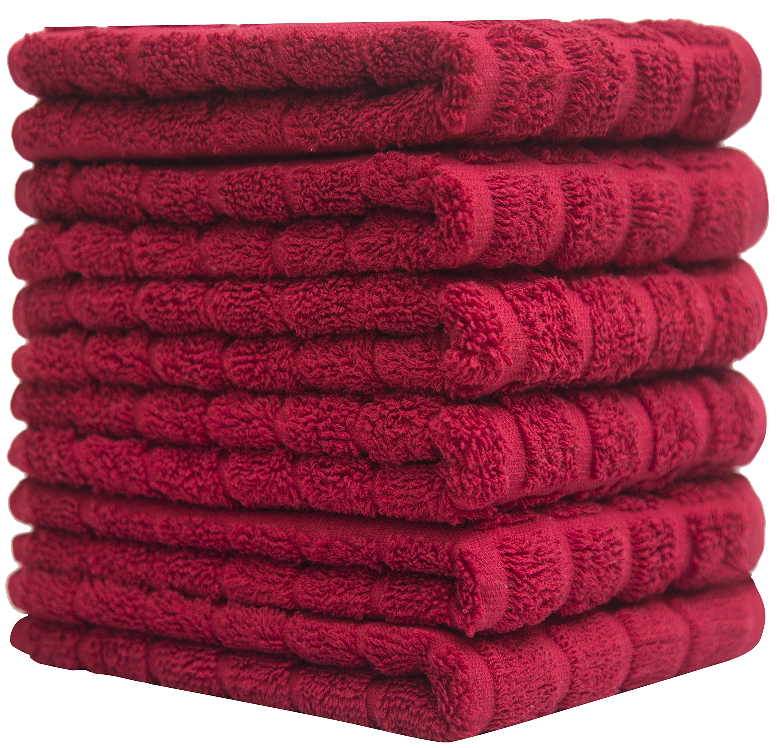 Premium Cotton Kitchen Towels Set (16”x26”, 6 Pack) - Extra Large Absorbent Dish Towels with Checkered Pattern - 400 GSM Tea Towels for Drying Dishes, Hands & Countertops - Ideal for Kitchen, Restaurant & Home Use (Red)