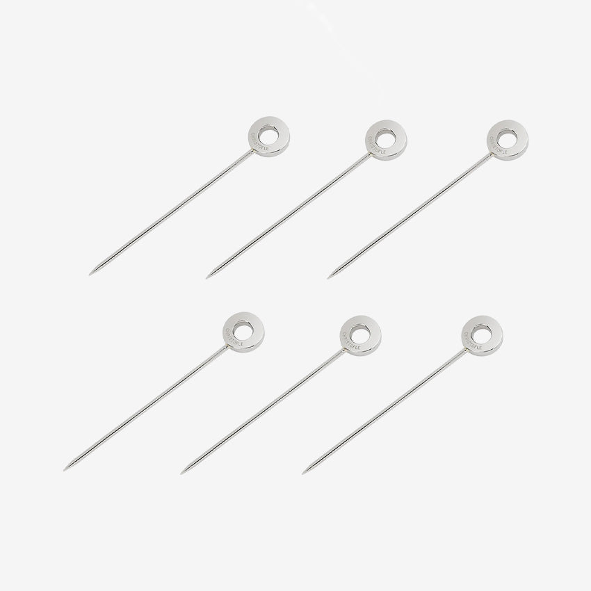 Christofle Oh De Christofle Cocktail Picks Set of 6 - Elegant Stainless Steel Drink Garnish Skewers for Cocktails, Appetizers & Party Decor