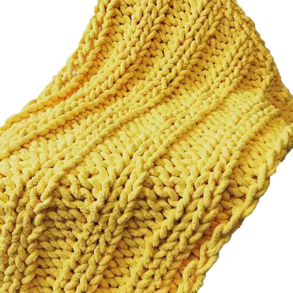 Soft Chenille Chunky Knit Yarn - 8 oz (250g) Giant Bulky Yarn for Arm Knitting | Perfect for DIY Blankets, Scarves & Home Decor | Yellow Chunky Chenille Yarn for Cozy Winter Projects