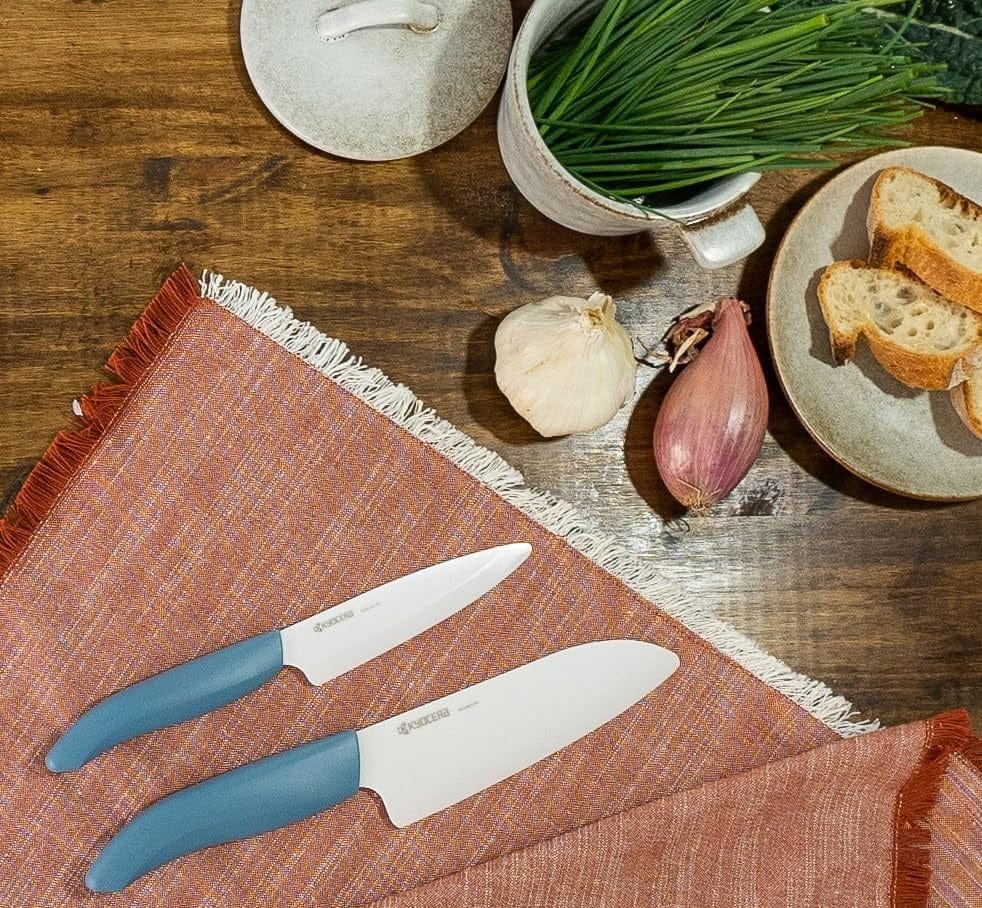 Kyocera 40th Anniversary Ceramic Knife Set - Aegean Blue - Premium Kitchen Cutlery for Slicing, Dicing & Food Prep | Perfect Gift for Chefs & Home Cooks