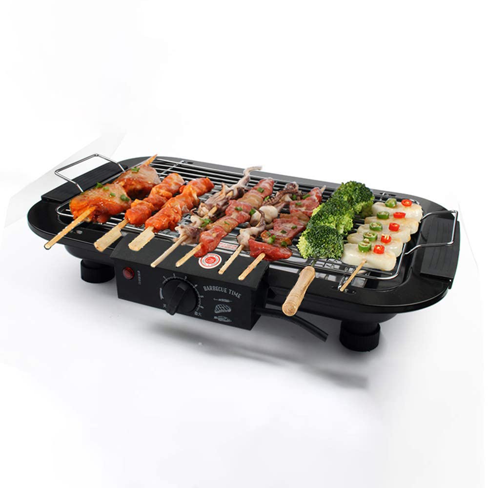Portable Electric BBQ Grill - 2000W Smokeless Indoor/Outdoor Grill with Adjustable Temperature for Healthy Cooking | Perfect for Home, Camping, Travel & Parties