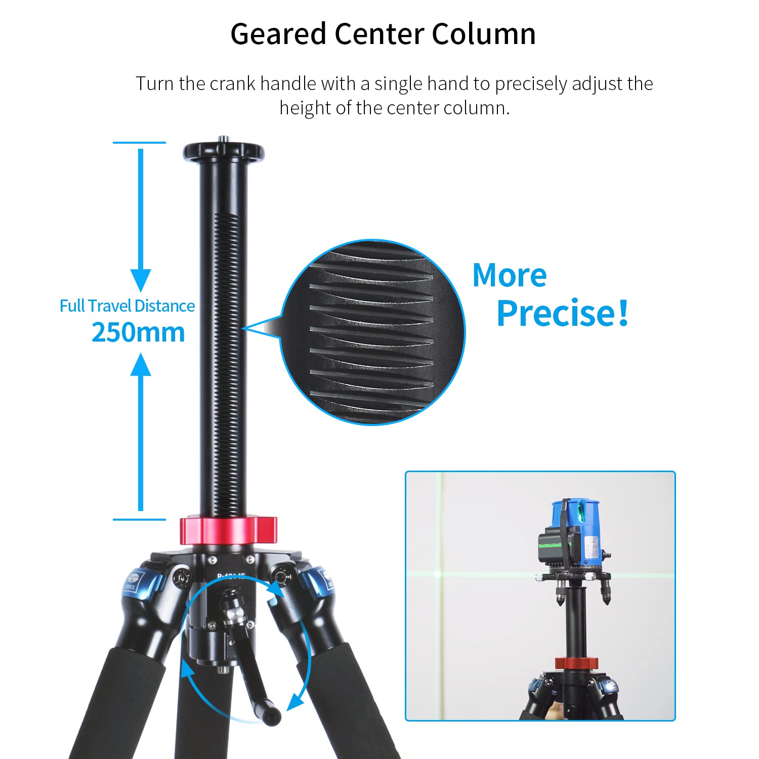 SIRUI R-4214E Heavy-Duty Carbon Fiber Tripod with Geared Center Column - 70