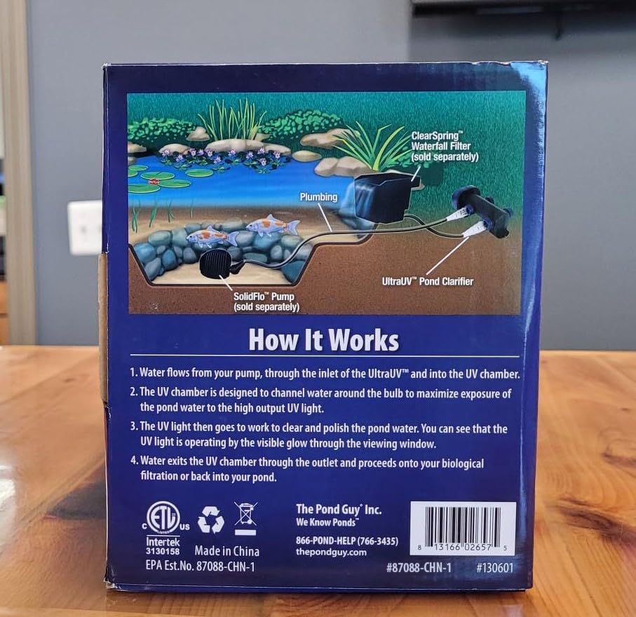 The Pond Guy UltraUV 18W UV Pond Water Clarifier - EPA Registered UV Light for Algae Control, Safe for Koi Fish, Turtles, Ducks & Aquatic Plants | Perfect for Garden Ponds, Water Features & Outdoor Aquatic Ecosystems