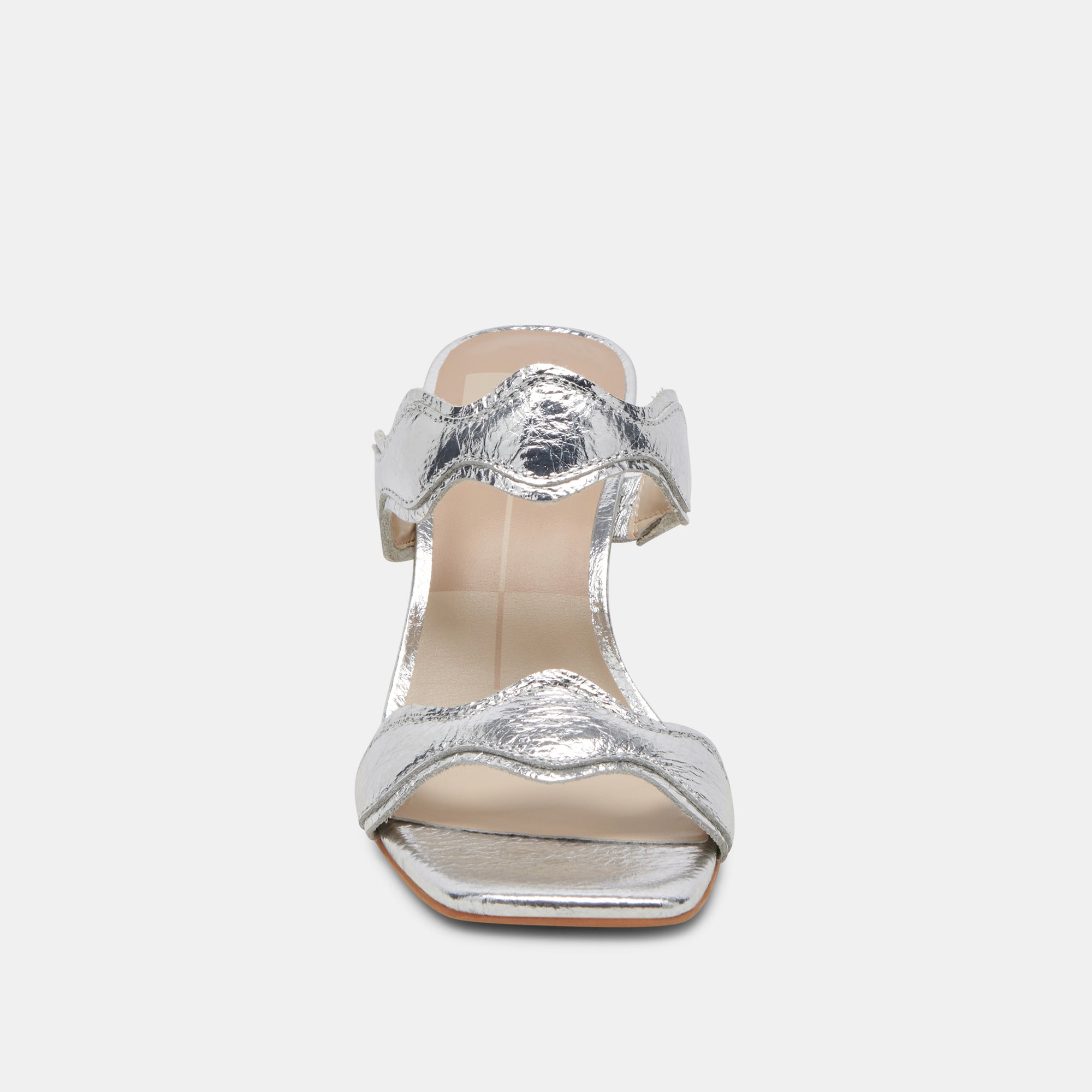 ILVA Women's Wide Heel Sandals - Silver Distressed Leather Shoes for Comfort & Style | Perfect for Parties, Weddings & Evening Events