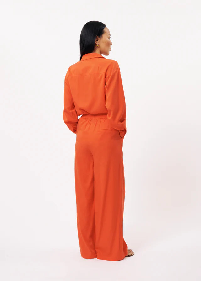 PALMINA Women's Wide Leg Pants - Burnt Orange High Waisted Lounge Pants for Yoga, Travel & Casual Wear