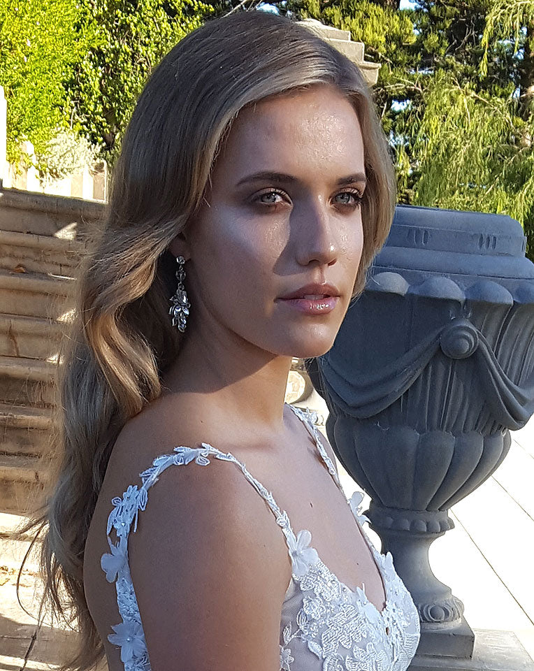 Elegant Vintage Leaf and Crystal Bridal Earrings by Kezani - Perfect for Weddings, Prom, and Special Occasions