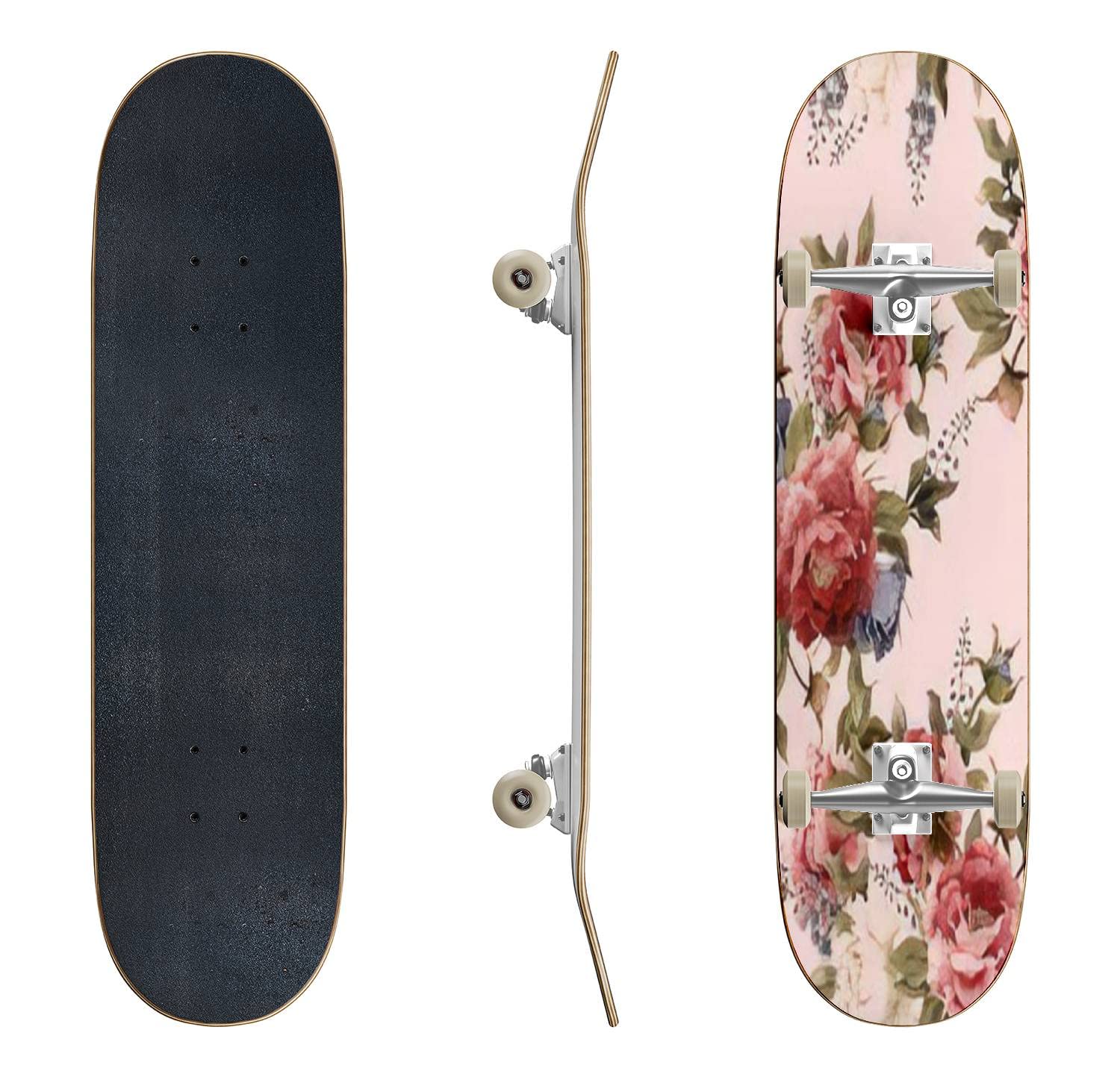 Premium Skateboards for Beginners & Professionals - Seamless Design, Classic Concave Deck for Fabrics, Textiles & Paper - Perfect for Web, Roses & Peonies Patterns - Cool Teen Gifts & Extreme Sports Equipment | Ideal for Street Skating, Commuting & Freestyle Tricks