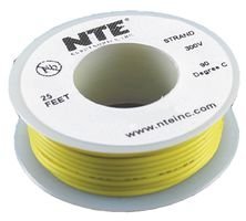 NTE Electronics WH26-04-25 26AWG Hook Up Wire - 25FT Yellow Copper Wire (5 Pack) - Perfect for DIY Electronics, Automotive Wiring & Home Electrical Projects