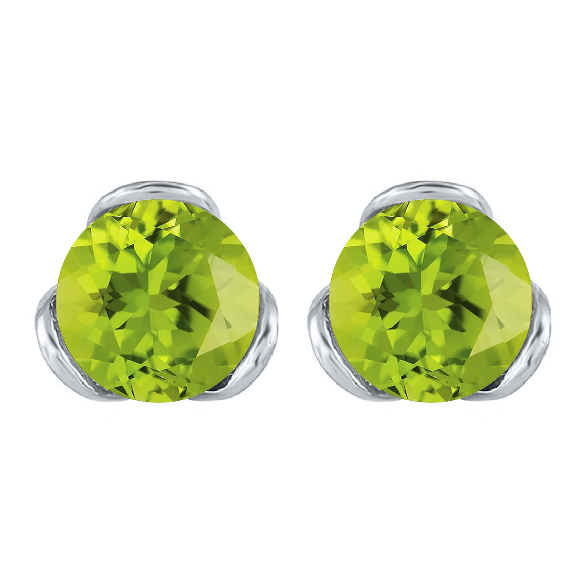 Natural Peridot Sterling Silver Stud Earrings for Women - Elegant Everyday Jewelry & Gift for Birthdays, Anniversaries