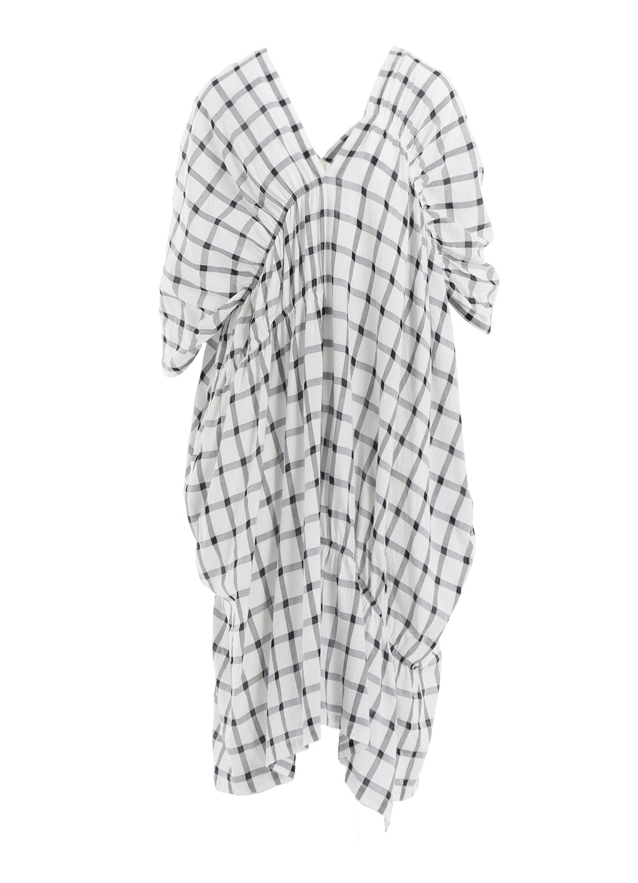 Stylish Cotton Cupro Plaid Gathered Dress for Women | Comfortable & Elegant Casual Wear | Perfect for Office, Parties & Date Nights