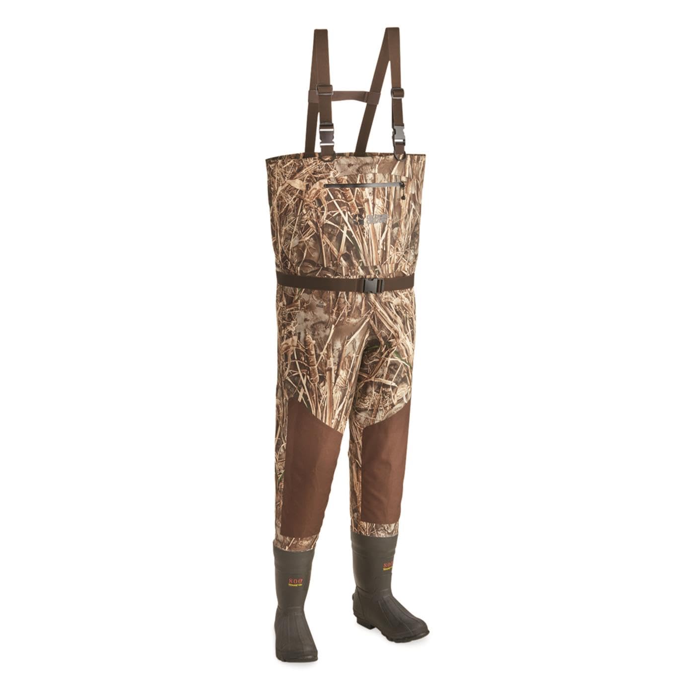 Guide Gear Men's Breathable Insulated Hunting Chest Waders with Boots - 800G Thinsulate Camo Waterproof Waders for Fishing & Outdoor Adventures (Available in Stout Sizes)