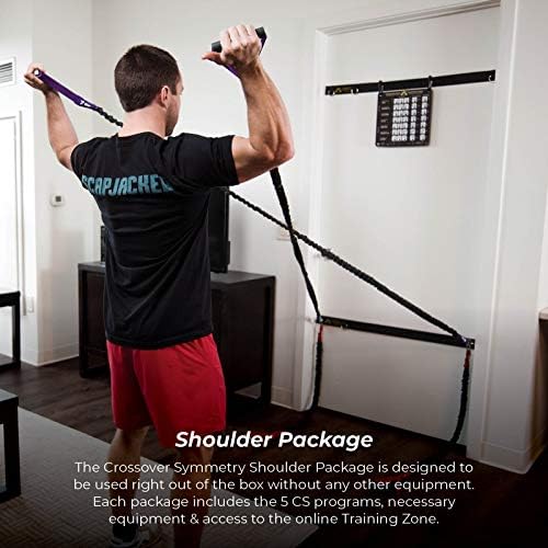 Crossover Symmetry Shoulder System with 2 Resistance Bands - Home Workout & Rehab Training for Rotator Cuff Pain Relief - Includes Exercise Guide & Online Workouts for Fitness Recovery & Strength Training