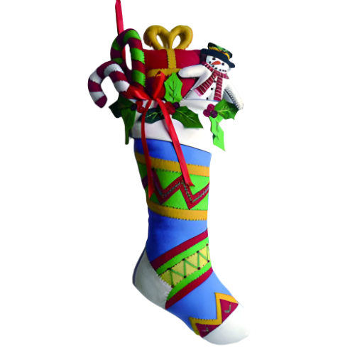 25 Felted Wool Christmas Stockings with Snowman & Gifts Design - Festive Holiday Wall Decor for Fireplace Mantel, Bedroom, and Living Room