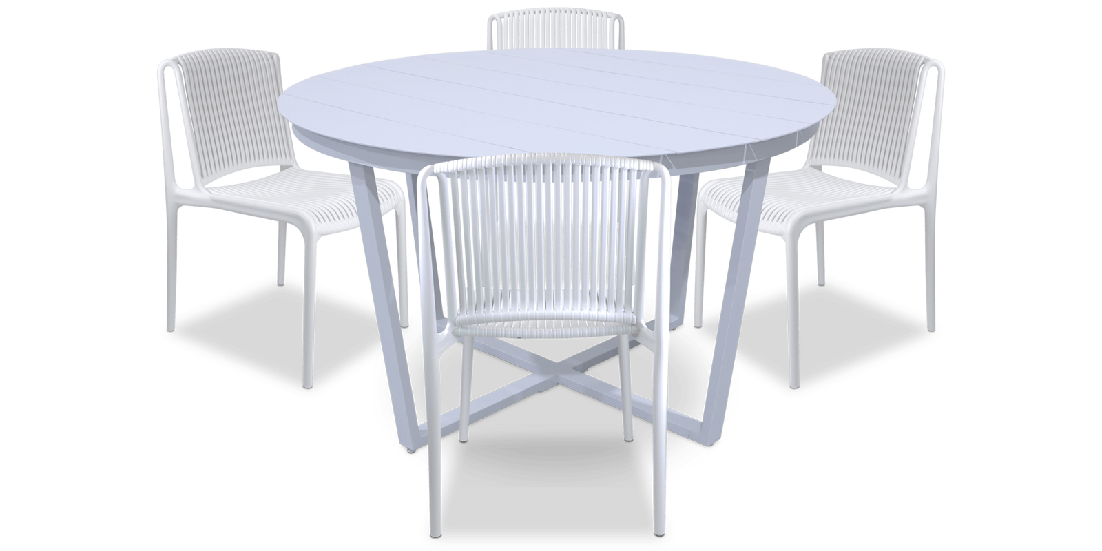 Amalfi Round 5-Piece Outdoor Dining Set with Weather-Resistant Polypropylene Chairs - Perfect for Patio, Garden & Backyard Entertaining