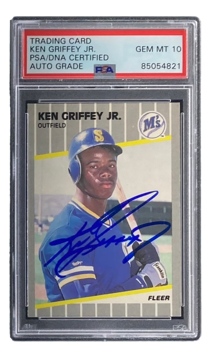 Ken Griffey Jr Signed 1989 Fleer #548 Rookie Card PSA/DNA Gem MT 10 - Seattle Mariners Baseball Memorabilia for Collectors & Sports Fans Display