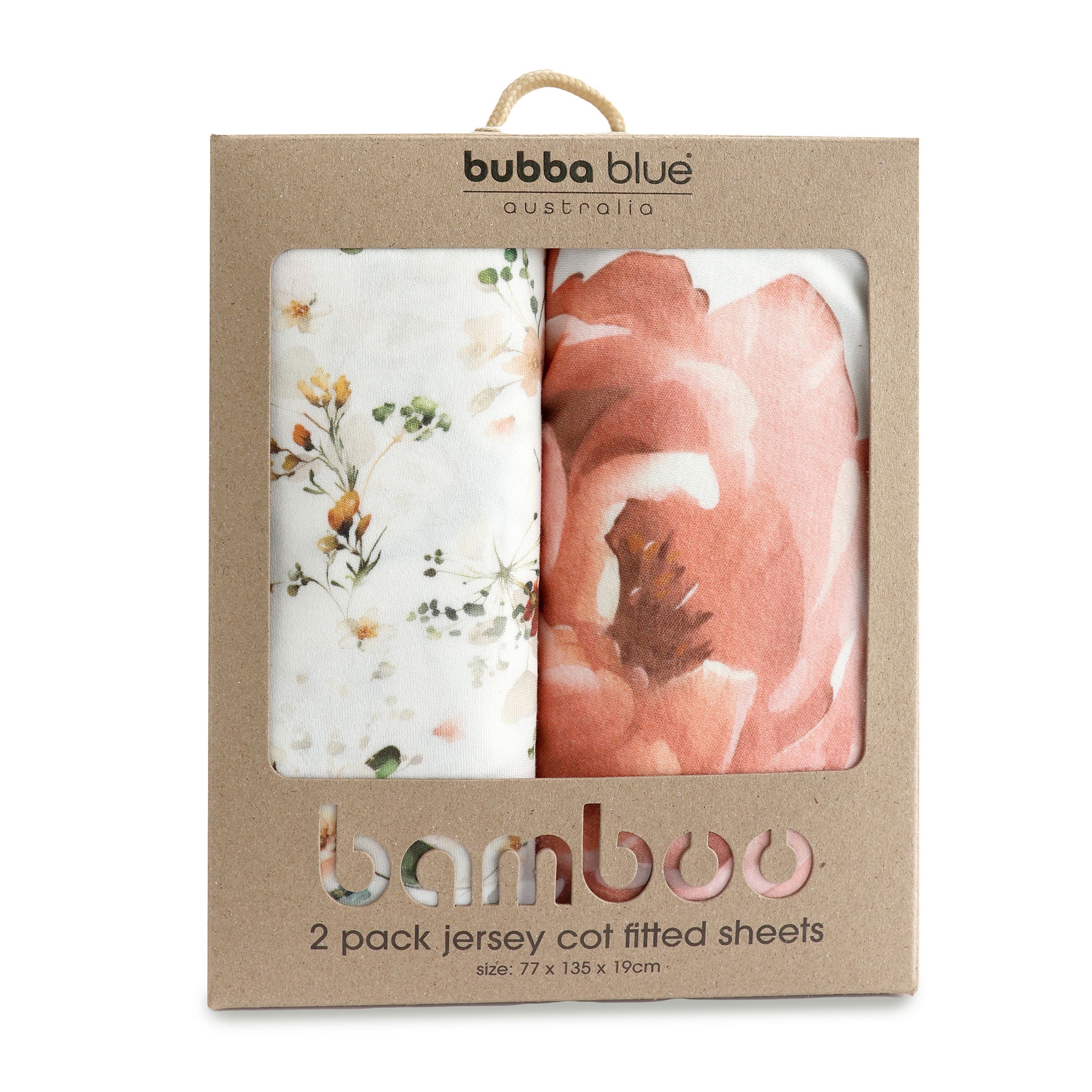 Peonies Bamboo 2-Pack Jersey Cotton Fitted Sheets - Soft Breathable Bed Sheets for Comfortable Sleep, Perfect for Home, Hotel, and Guest Room Use