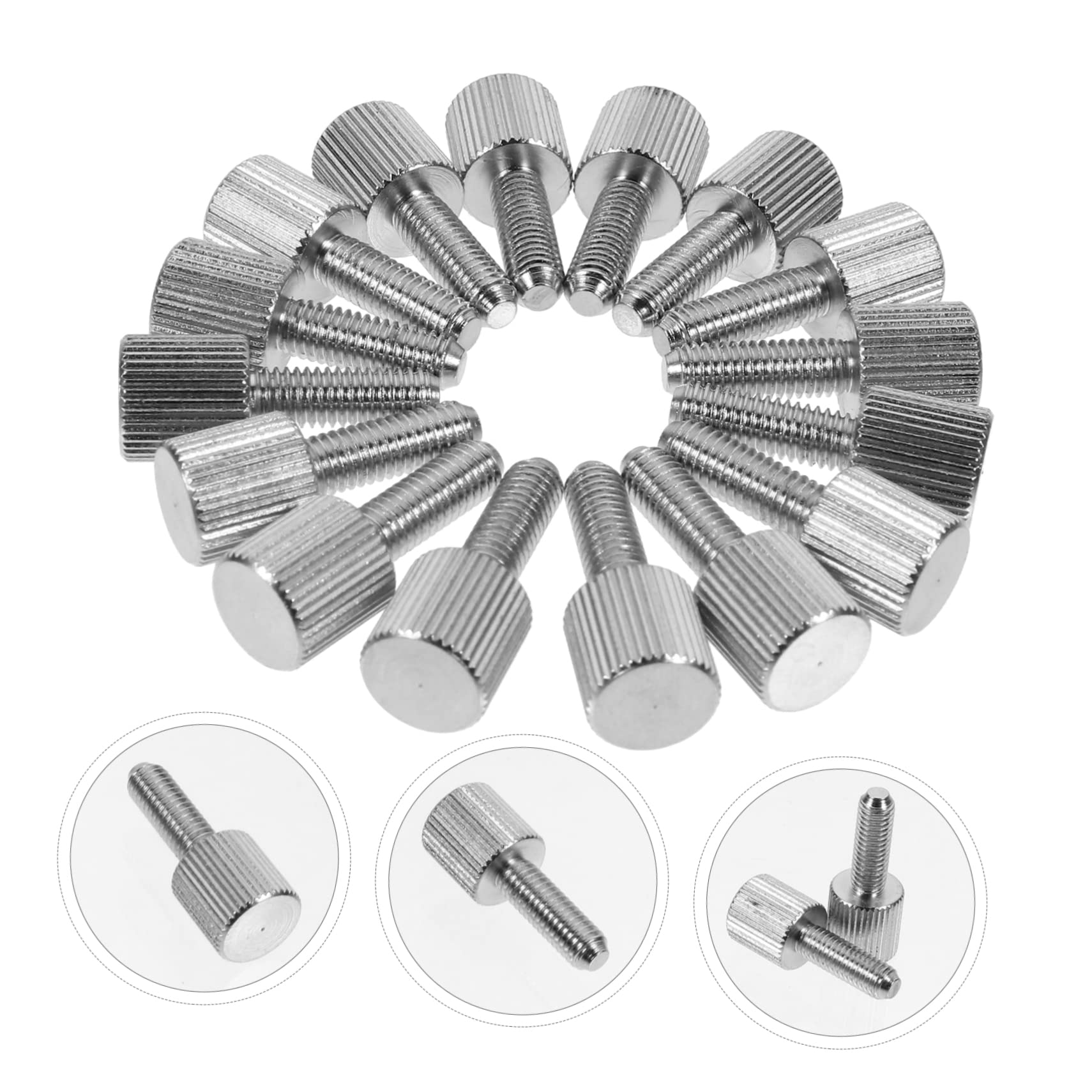 Mikikit 20pcs M5 Knurled Thumb Screws for Computer Case - Nickel-Plated Hand Screws for PC Cover, Motherboard, and Hardware Assembly - Perfect for DIY PC Builds and Computer Upgrades