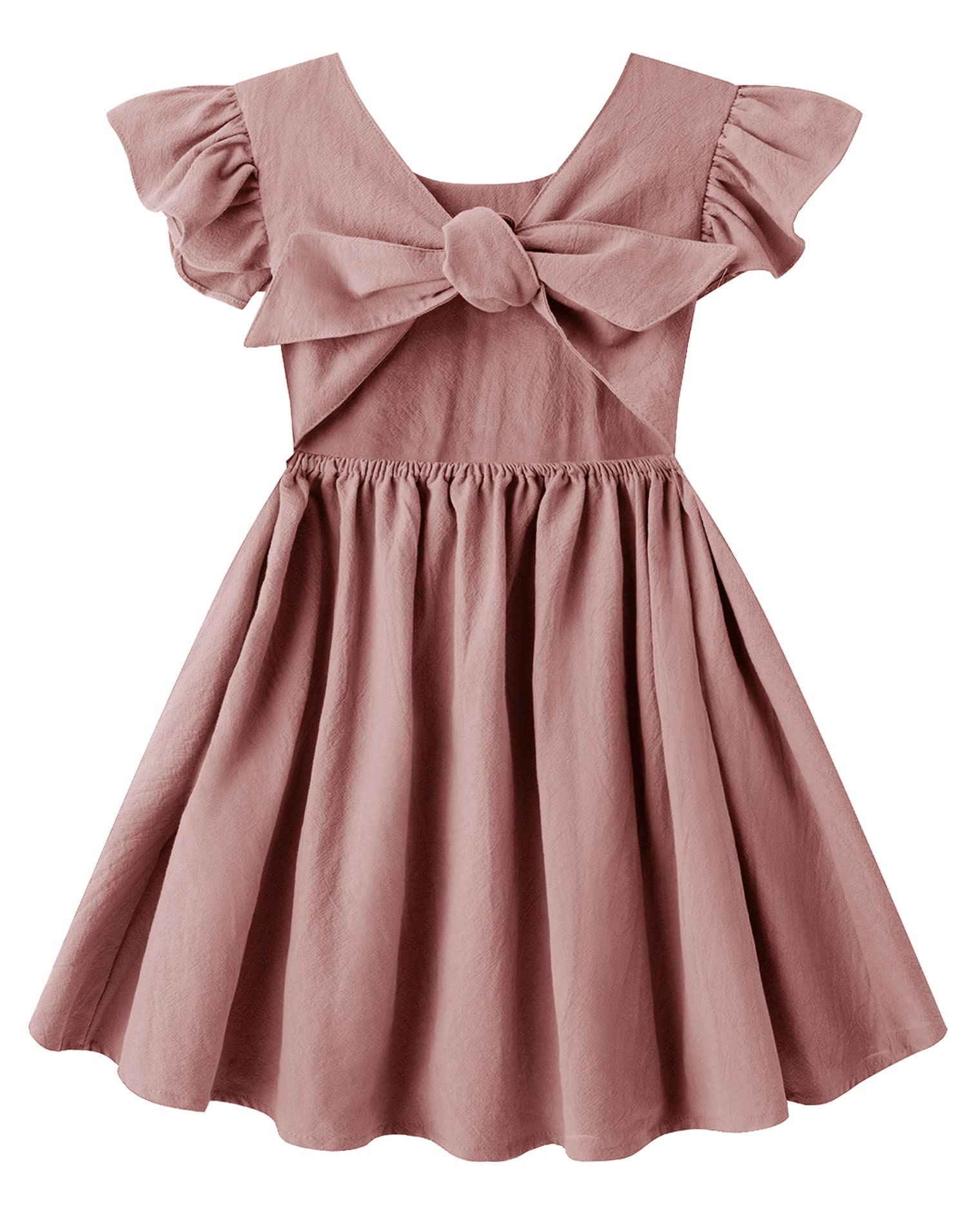 Lymanchi Toddler Girls Linen Dress - Ruffle Sleeveless Tie Back Halter Summer Casual Dress for Baby & Kids | Perfect for Beach, Party & Outdoor Play