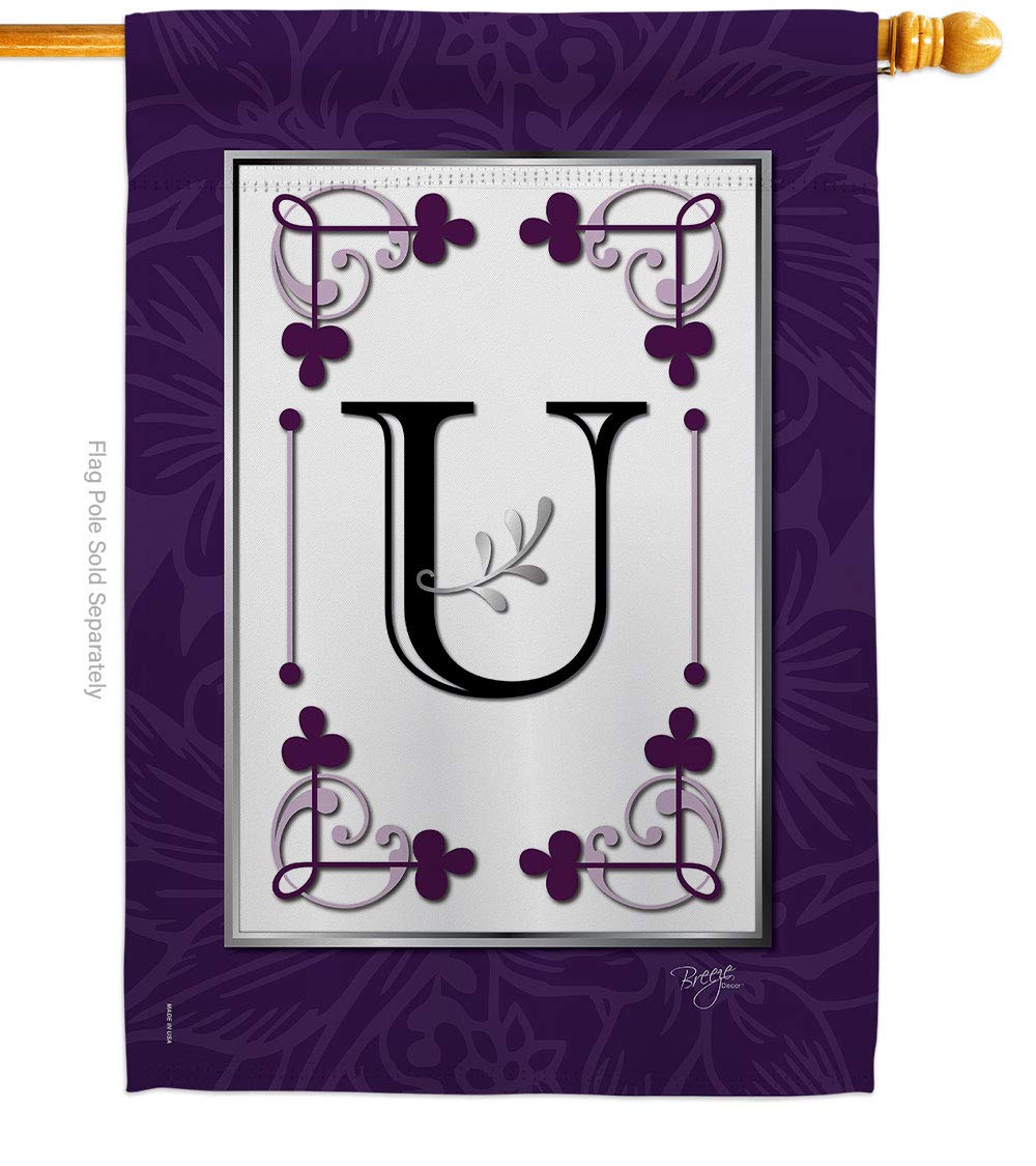 Breeze Decor H130021 Classic U Initial Decorative Vertical House Flag - 28